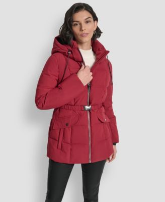 Women's Belted Hooded Puffer Coat
