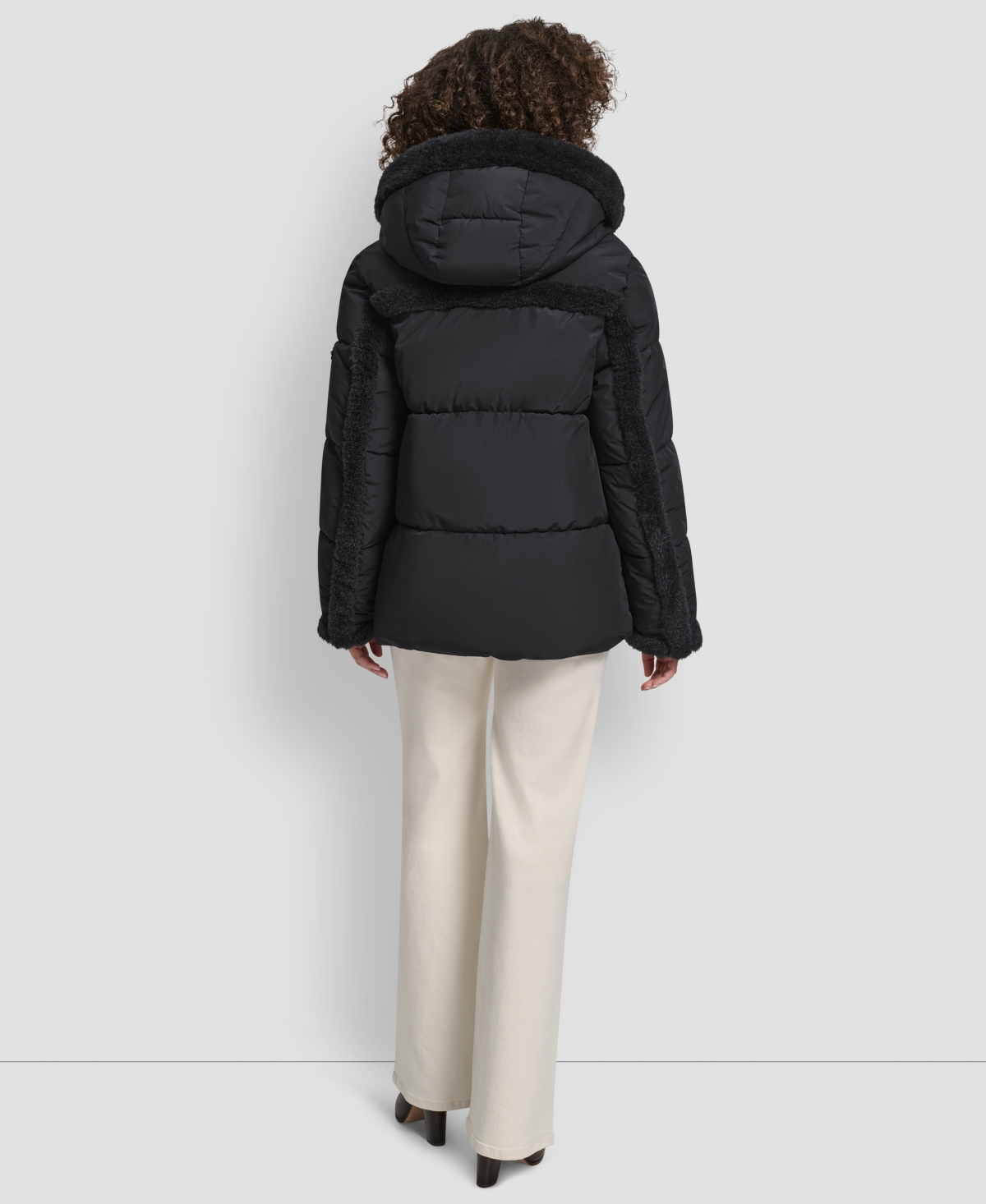 Dkny Women's Detailed Hooded Puffer Coat In Black