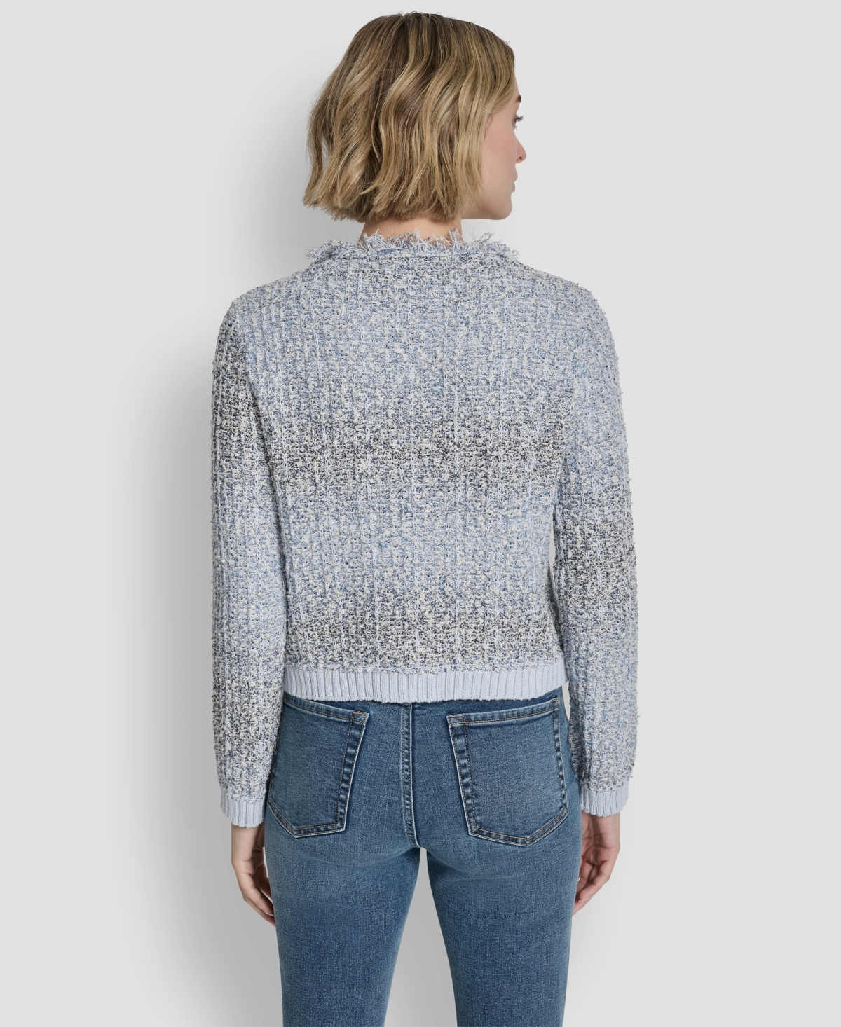 Dkny Jeans Women's Long-Sleeve Fringe Trimmed Sweater Jacket