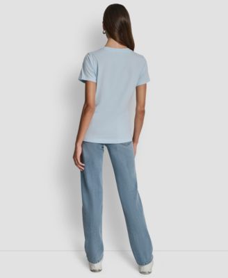 Women's Embellished Logo Detail Crew Neck T-Shirt