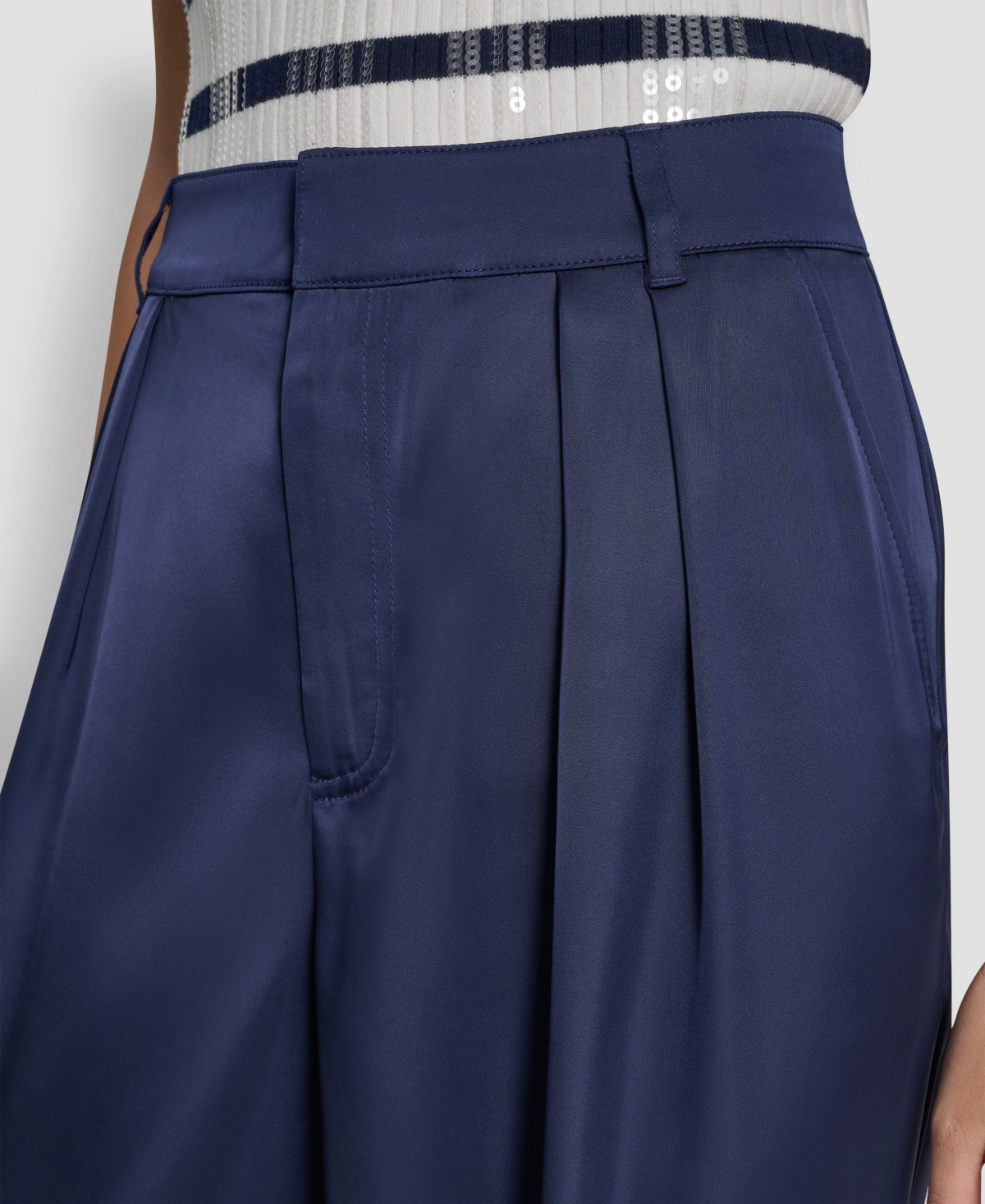 Dkny Jeans Women's High-rise Pleated Wide Leg Trousers In Blue