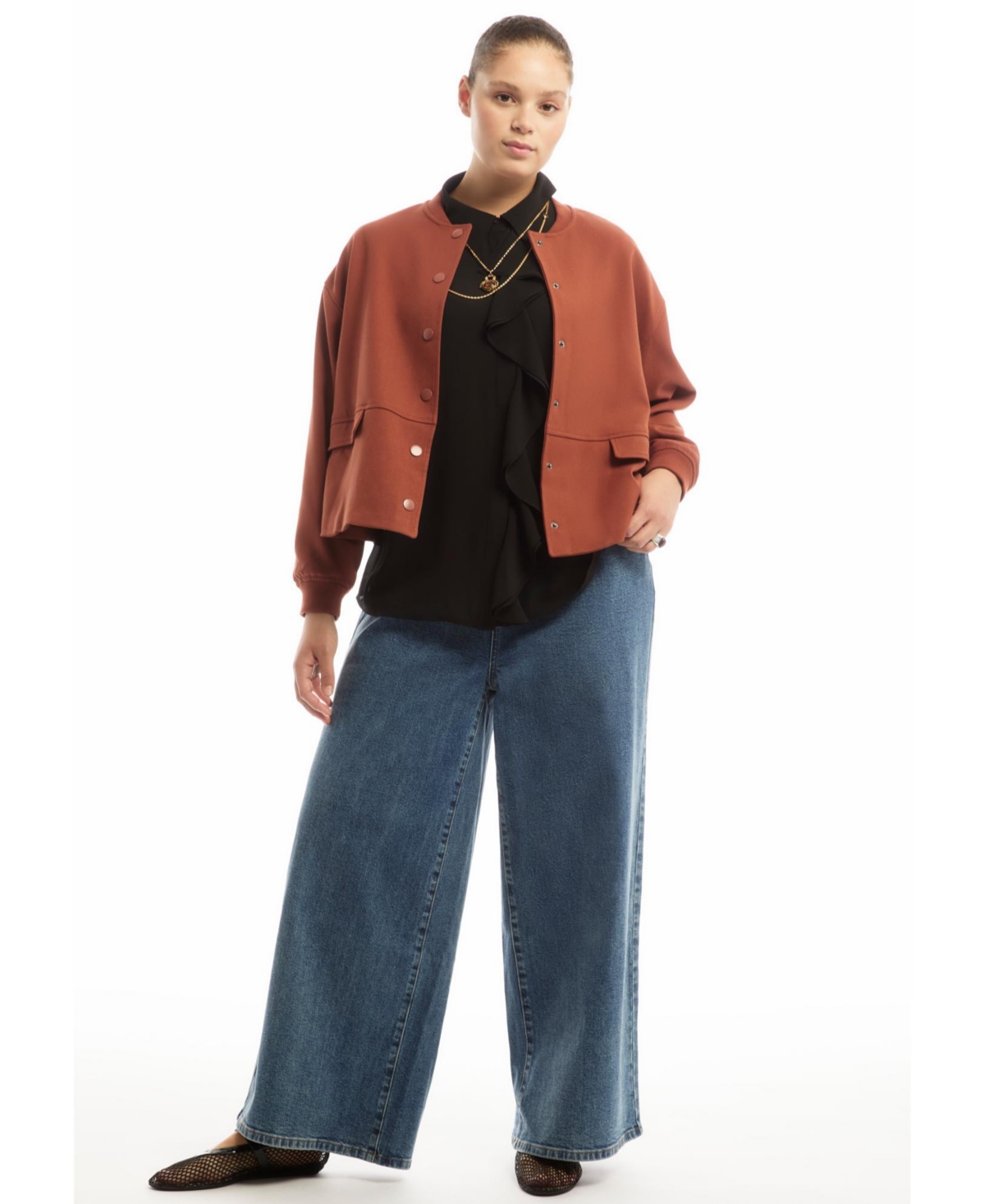 June + Vie Women's Cropped Bomber Jacket