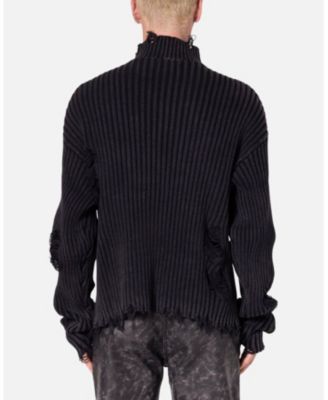 Men's Distressed Crop Knit Sweater
