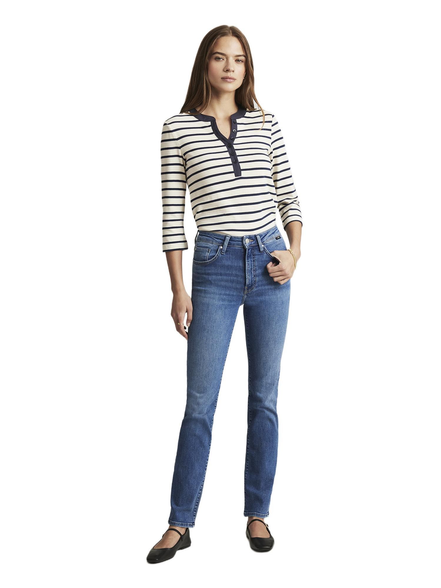 Women's Kendra Straight Leg In Mid Brushed Flex Denim