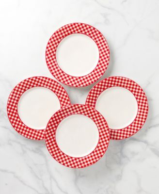 Gingham Dinner Plates, Set of 4