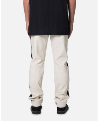 Men's Leather Moto Pants, Slim Fit, Zipper Details, Panelled Design, Faux Leather Finish, Streetwear-Inspired Trousers