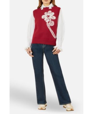 Women's Knitted Flower Sleeveless Sweater Vest