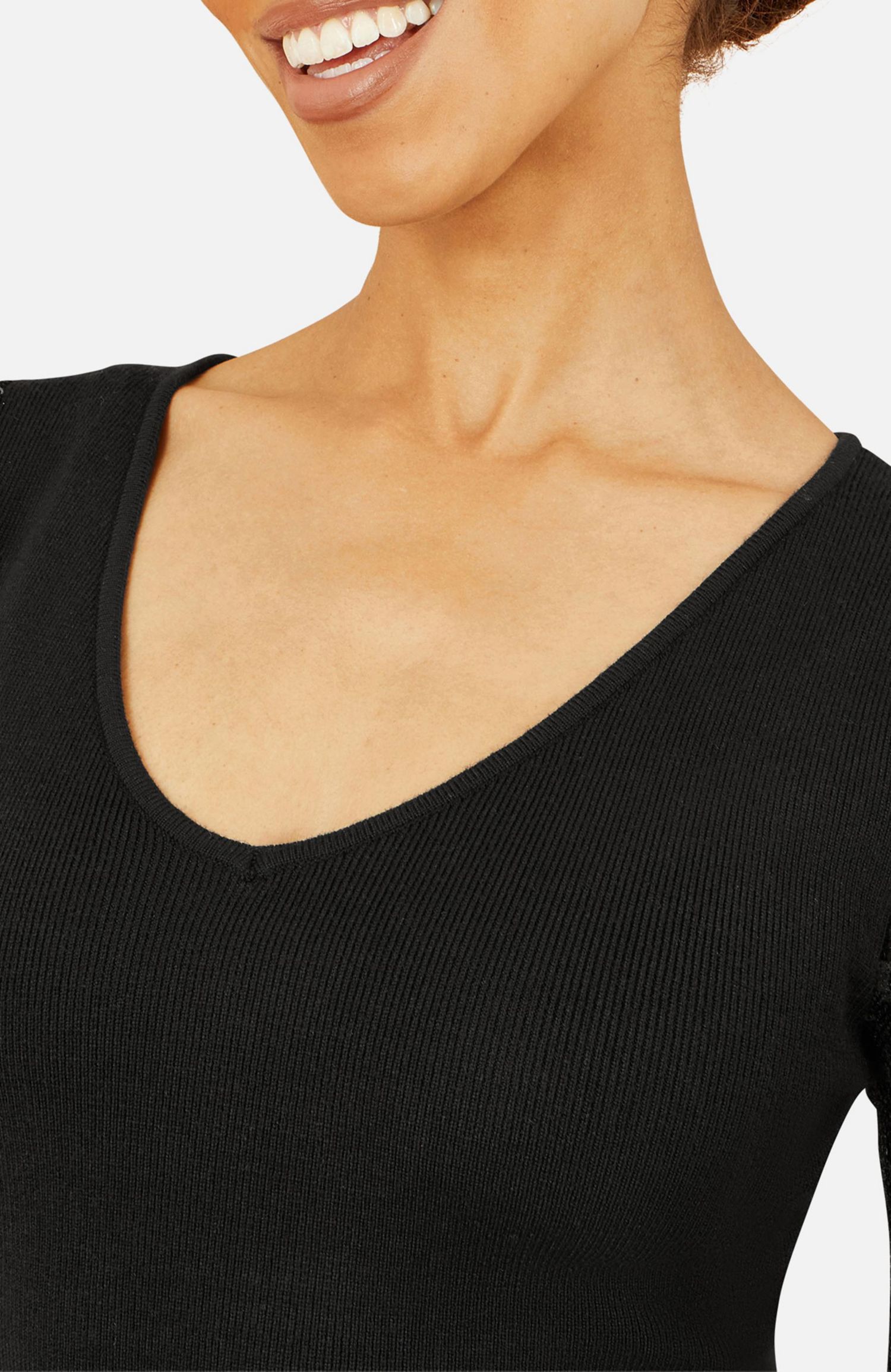 Women's Knitted Fitted Dress With Sequin Sleeves