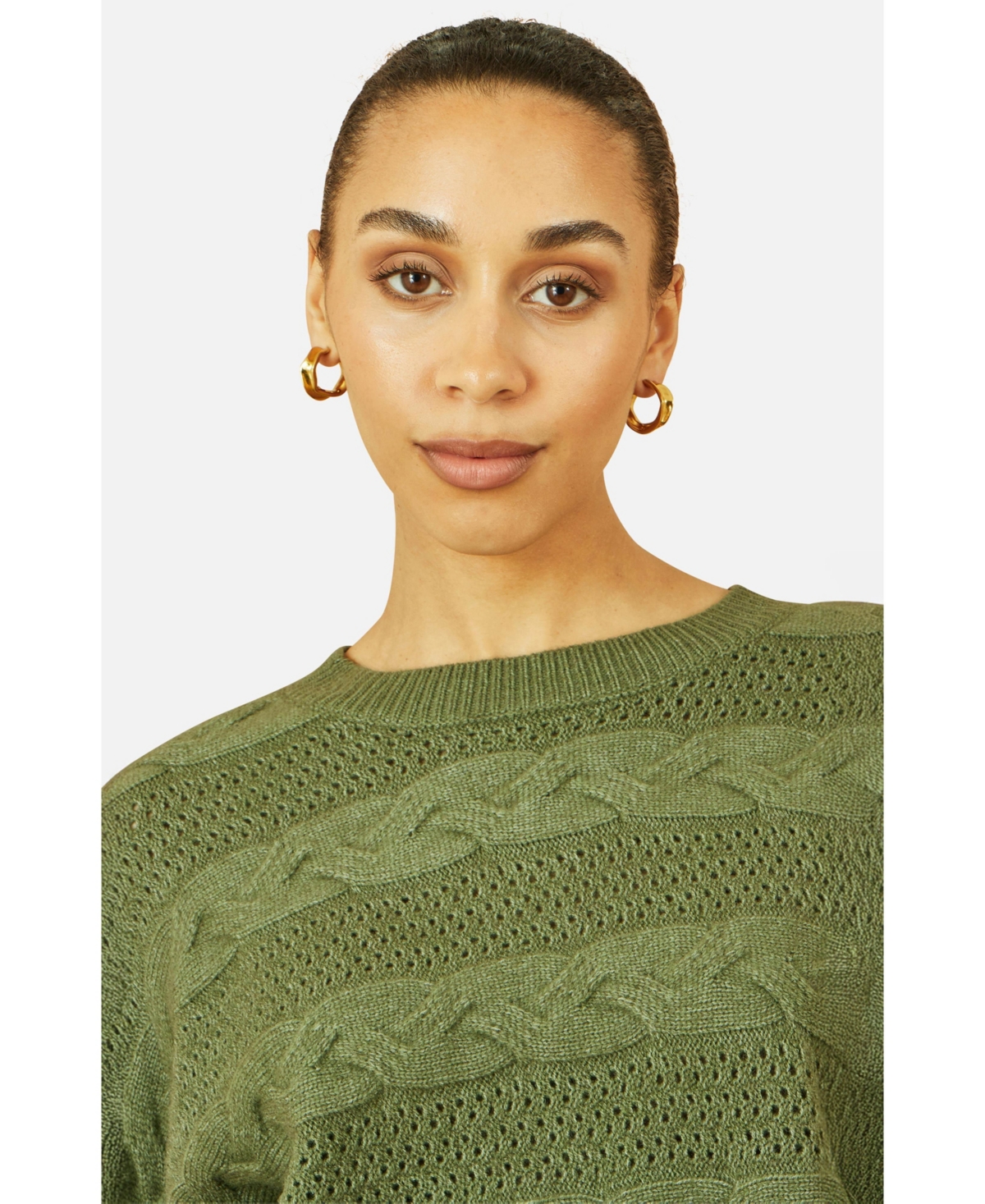 Yumi Women's Cable Knit Relaxed Fit Jumper
