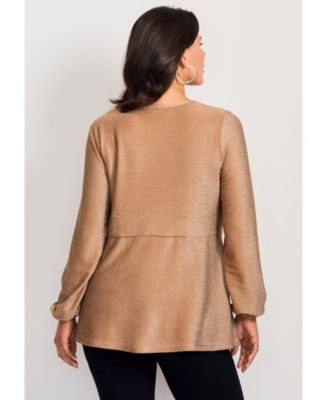 Women's Plus Size Peplum Shimmer Top