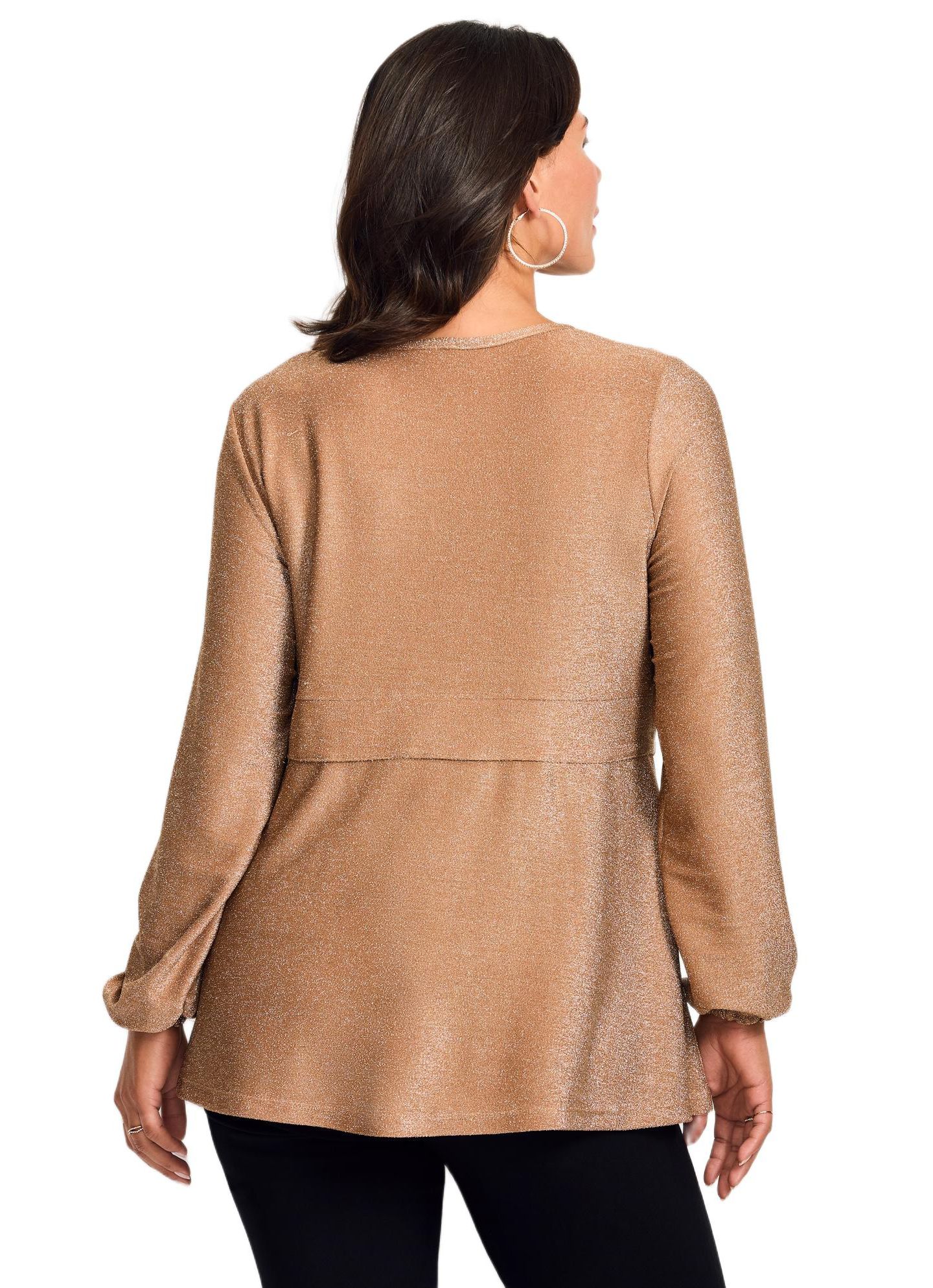 Женский топ Avenue Plus Size Peplum Shimmer, цвет: Золотой — фото 2