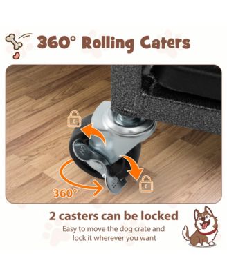48'' Foldable Heavy-Duty Metal Dog Cage W/ Lockable Rolling Casters