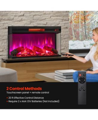 36 Inch 3-Sided 1500W Electric Fireplace with 7-Color Flame