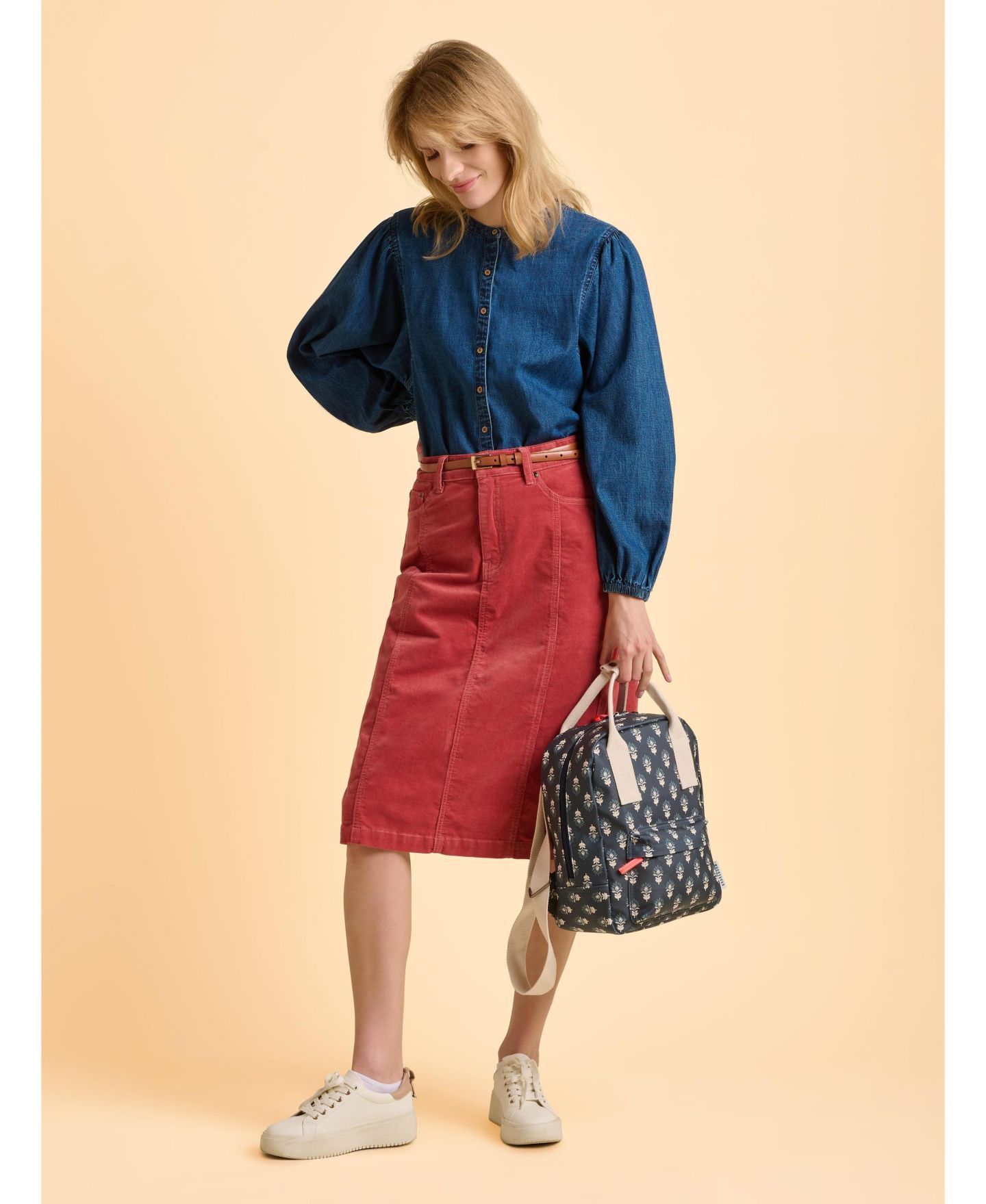 Женская рубашка Brakeburn Auri Long Sleeve Round Neck Denim, цвет: Синий — фото 7