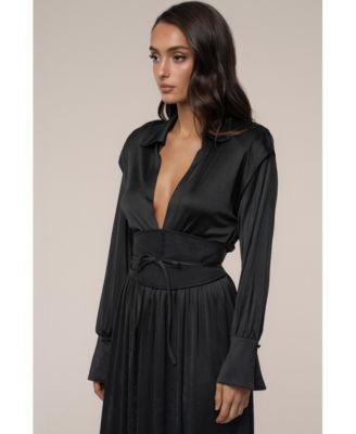 Women's High Line Collar Maxi Dress