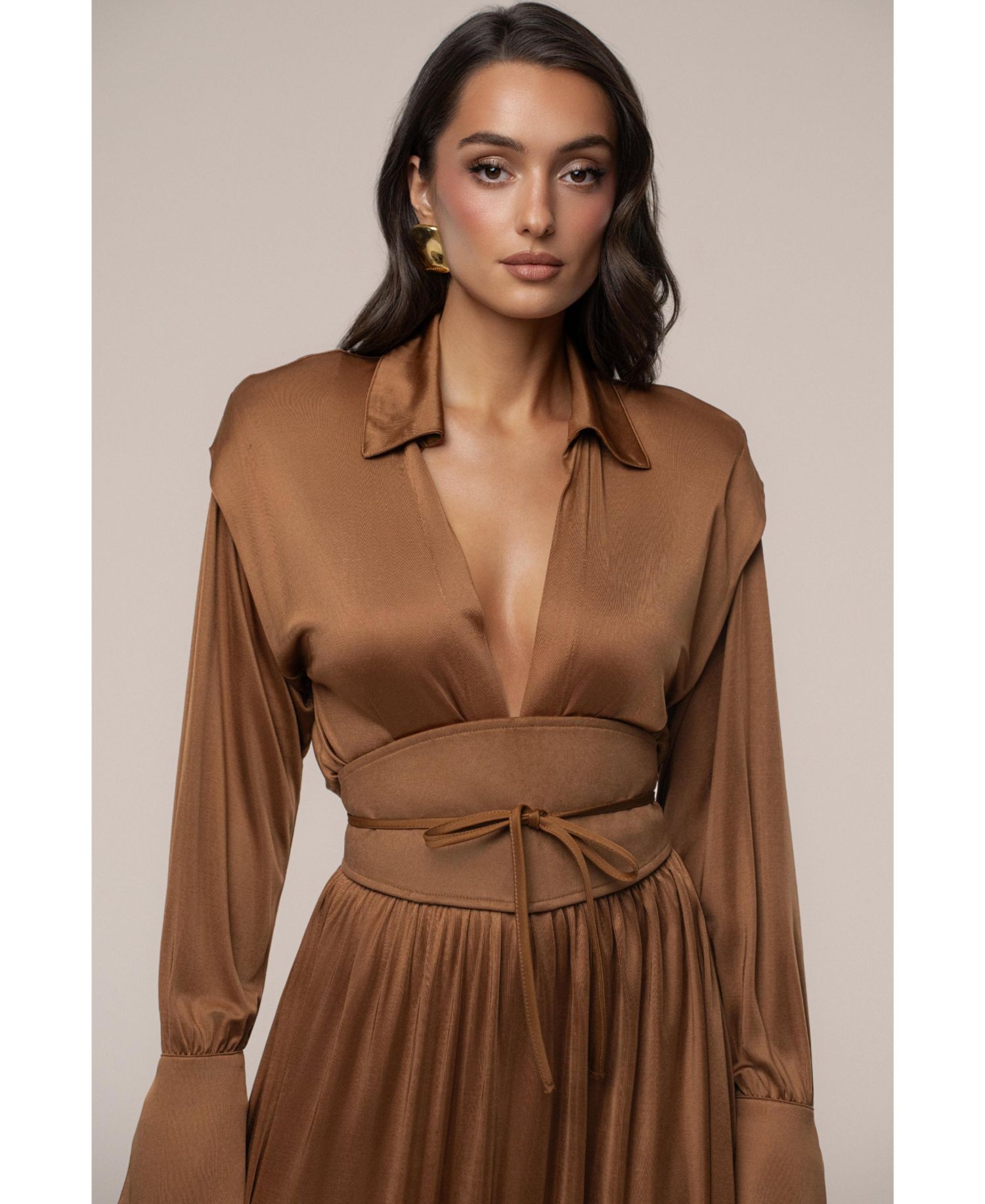 Women's High Line Collar Maxi Dress