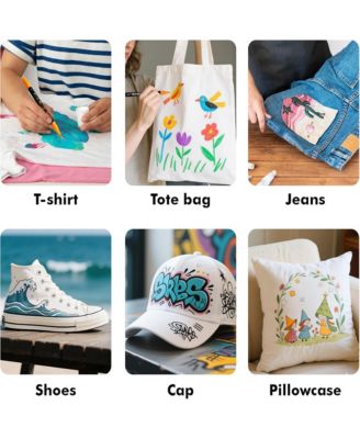 24 Colors Double Head Fabric Paint Pens, Permanent No-Bleed Markers for Artists and Kids, Ideal for Coloring and DIY Projects