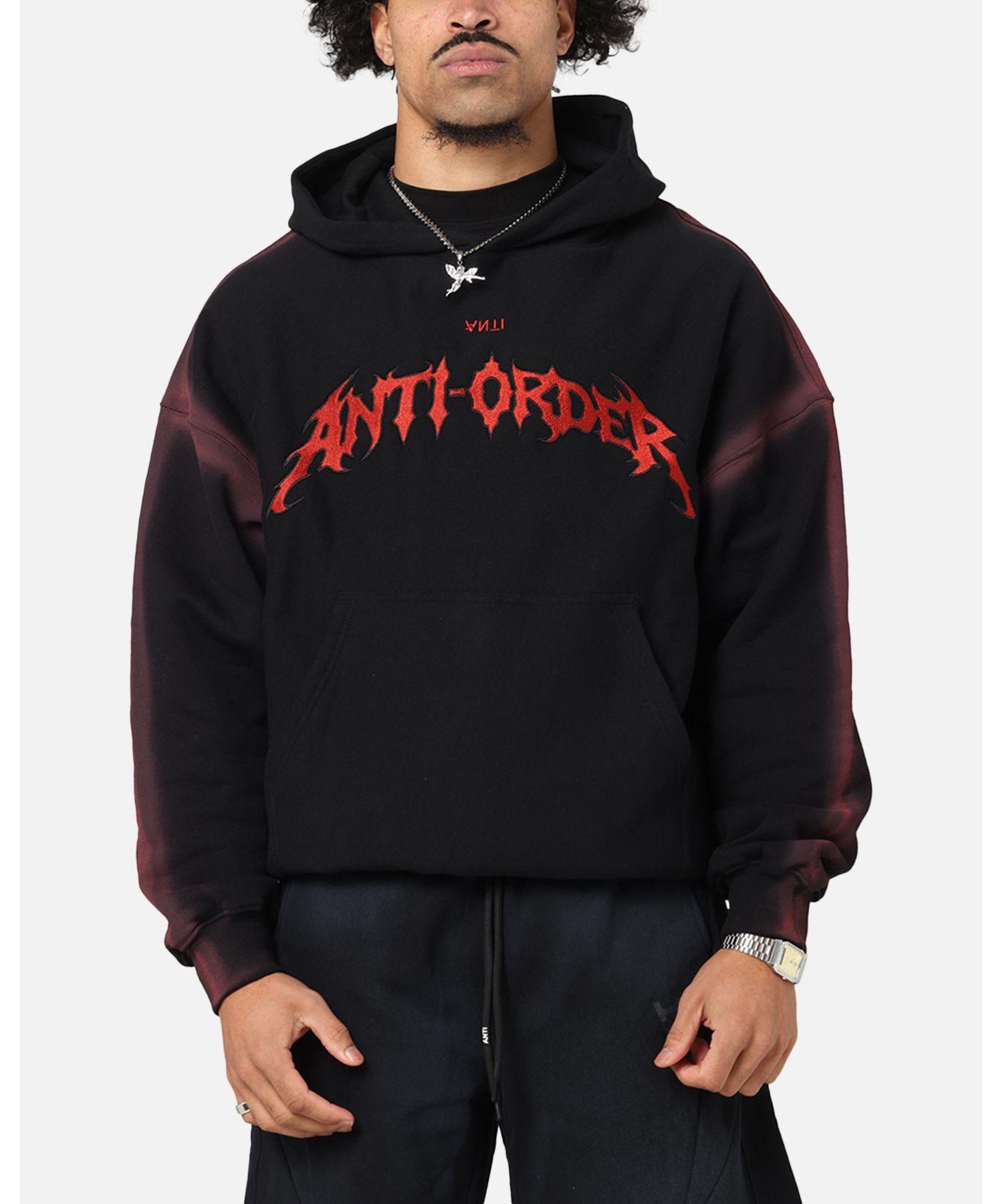 Men's Mosh Boxy Hoodie Sweatshirt - Sunfade Black/Red M