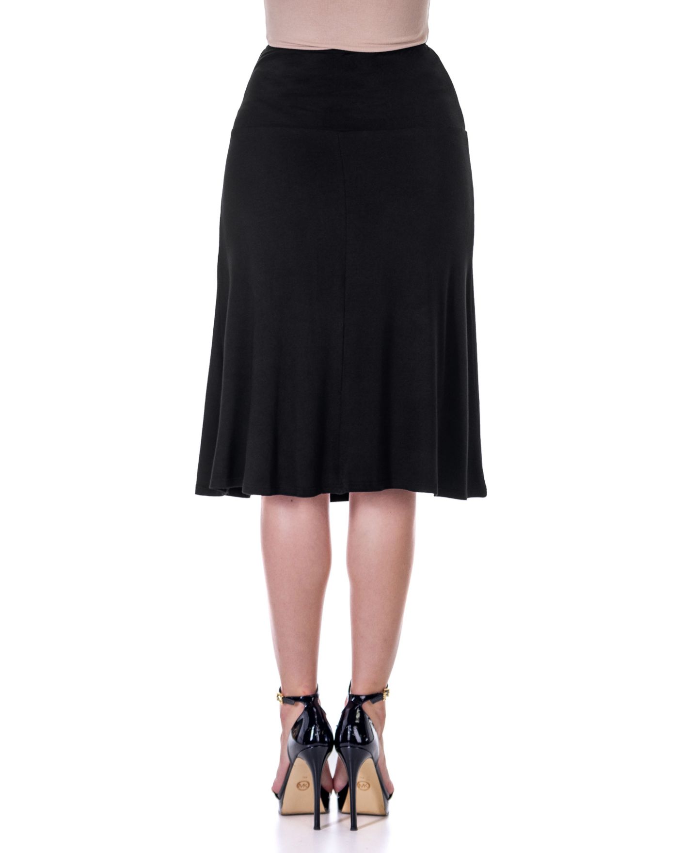 Женская юбка 24seven Comfort Apparel Petite A Line Elastic Waist Knee Length, цвет: Чёрный — фото 3
