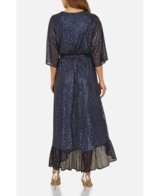 Women's Sequin Kimono Midi Wrap Dress