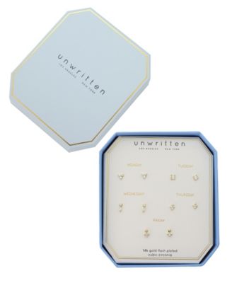 Gold Plated Triple Cubic Zirconia Post Back Stud Earrings Set