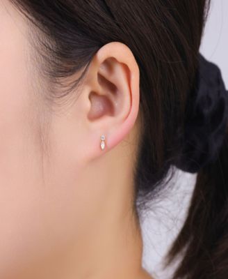 Gold Plated Triple Cubic Zirconia Post Back Stud Earrings Set