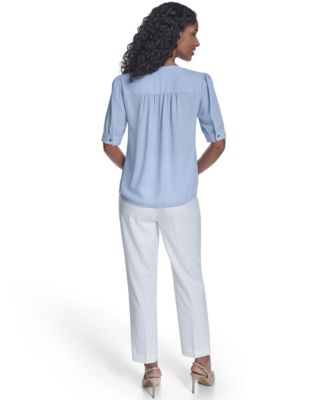 Women's Short-Sleeve Button Front Top