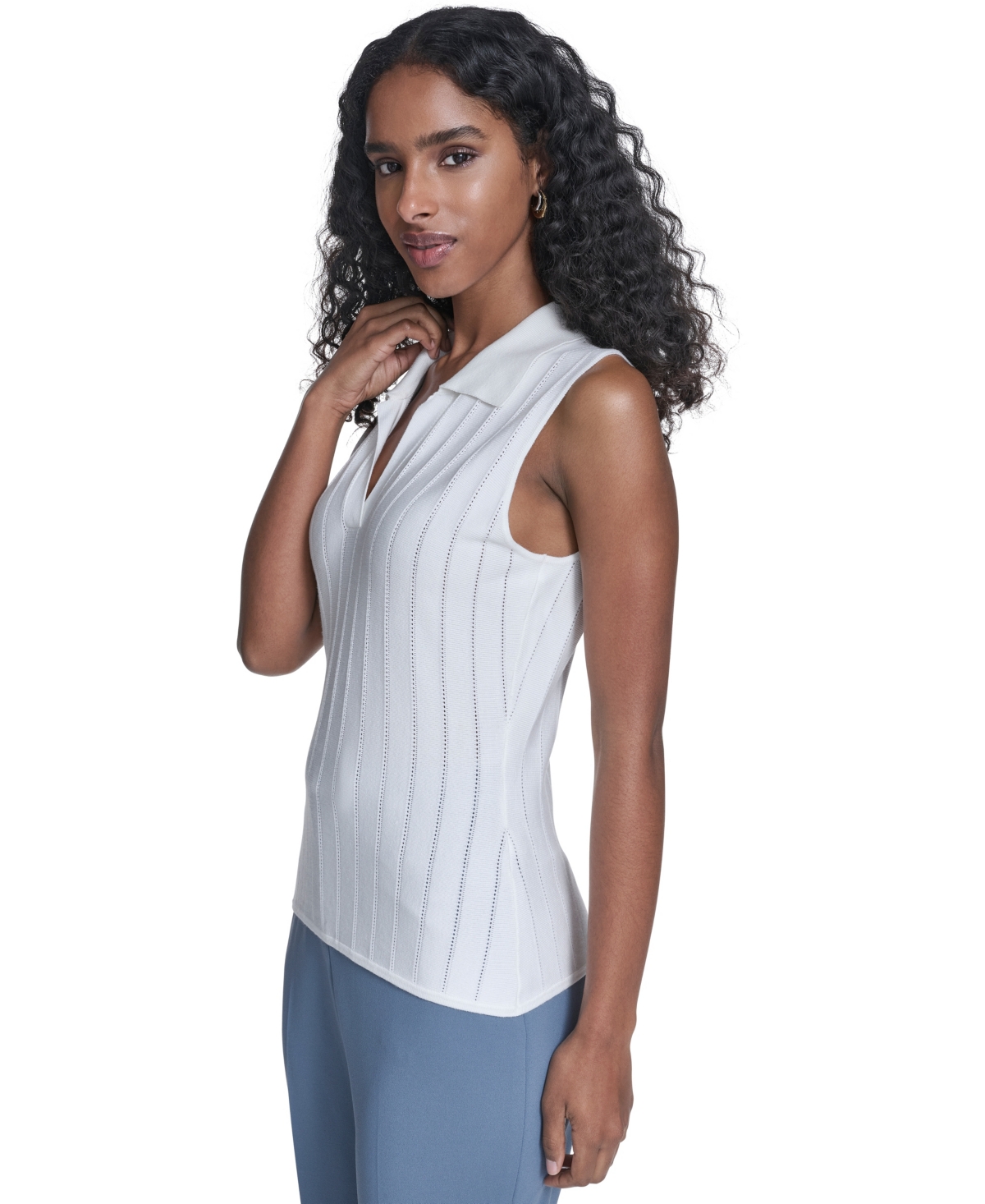 Calvin Klein Women's Sleeveless Collared Sweater
