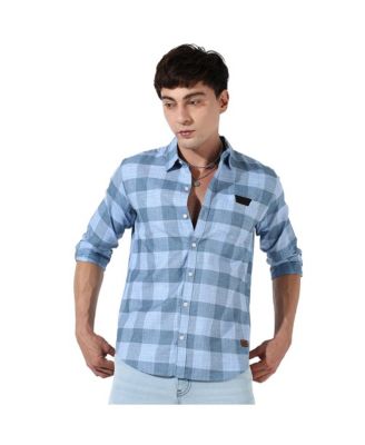 Men's Cotton Blue Checks Shirt