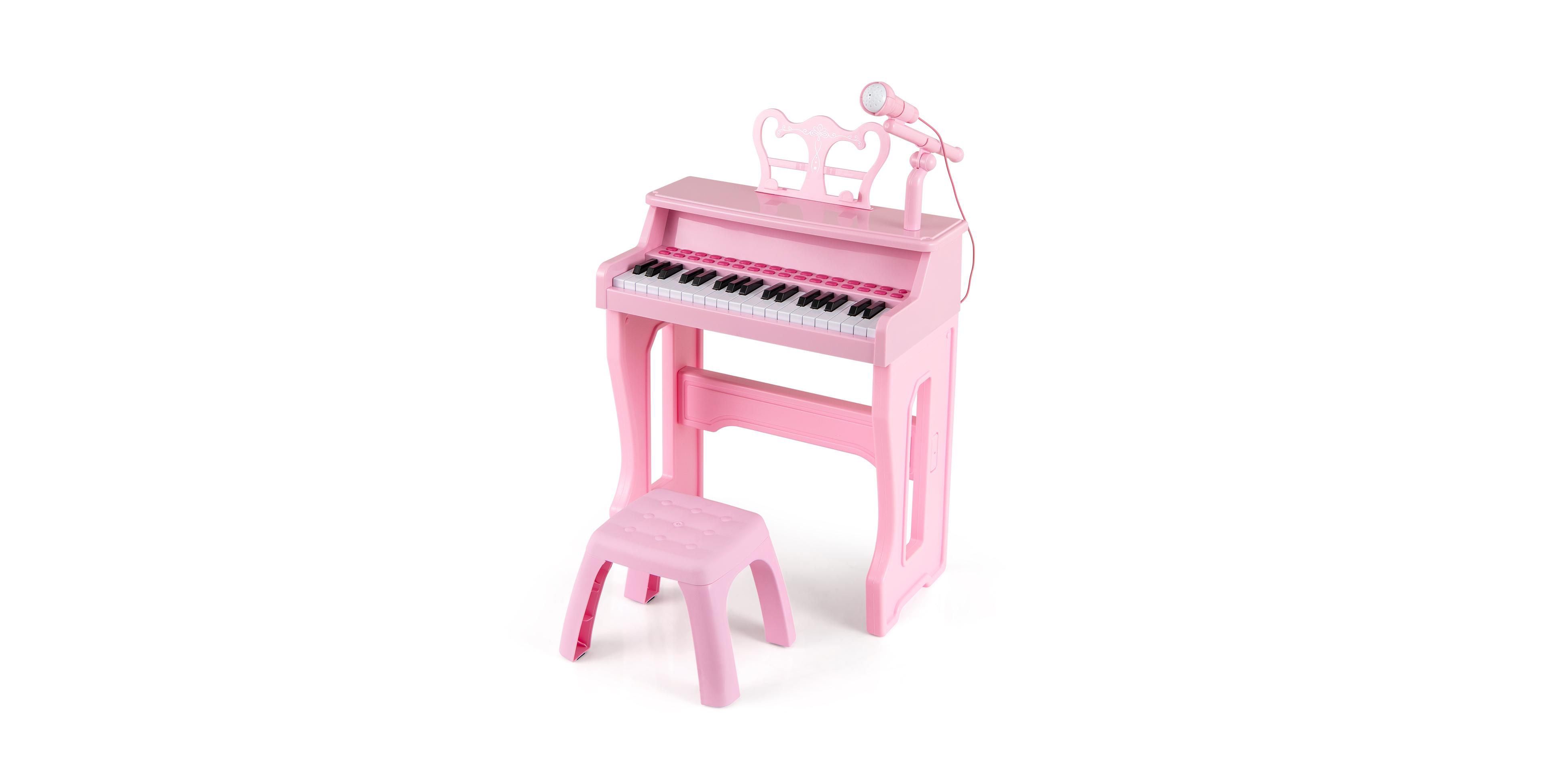 37 Key Kids Piano Keyboard Set with Microphone Stand and Stool