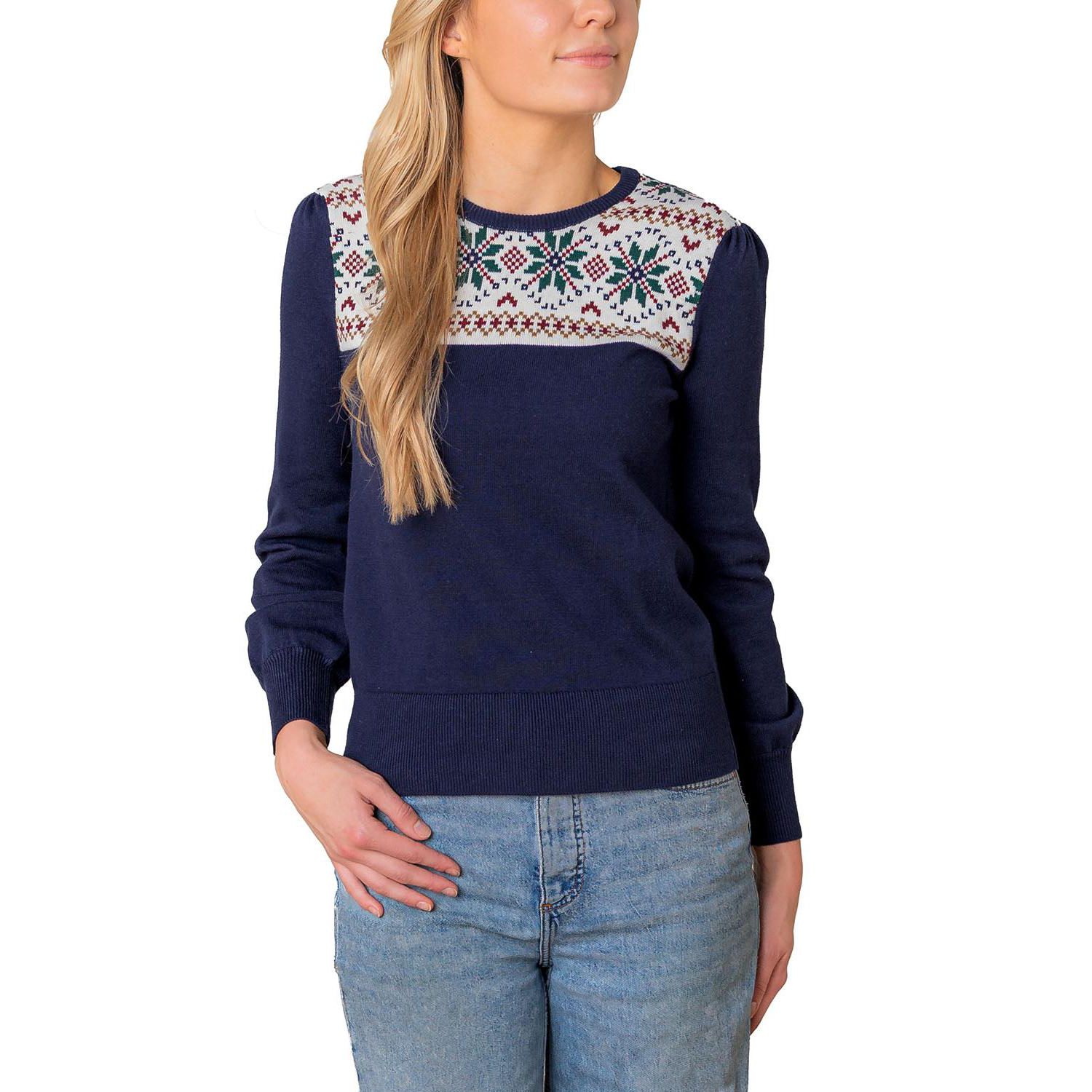 Women's Hope and Henry Organic Fair Isle Puff Sleeve Sweater