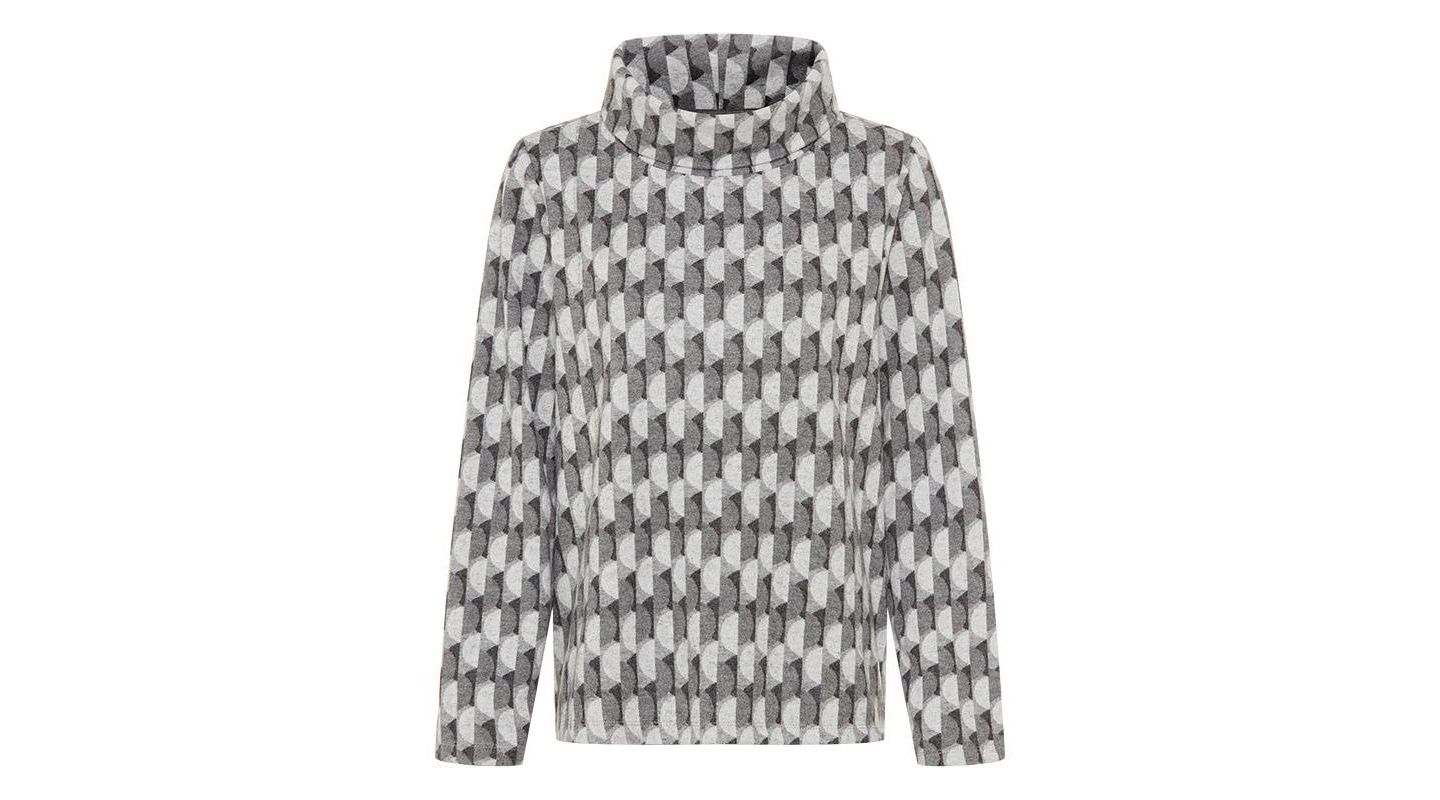 Женский топ Olsen Geo Jersey Top, цвет: Серый каменный меланжевый — фото 6