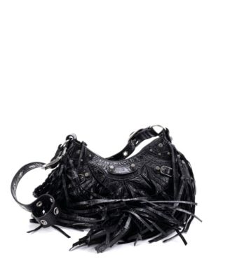 XS Le Cagole Giant Studs Fringe Shoulder Bag Leather