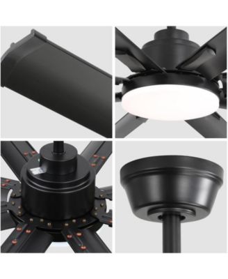 72-inch Modern Matte Black 8-Blade Ceiling Fan Light with Intelligent Remote Control, Supporting Voice and APP Timing Functions