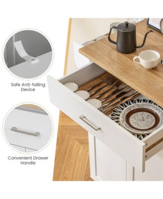 Kitchen Island on Wheels Rolling Kitchen Cart w/ Drawer & Storage Cabinet Spice Rack