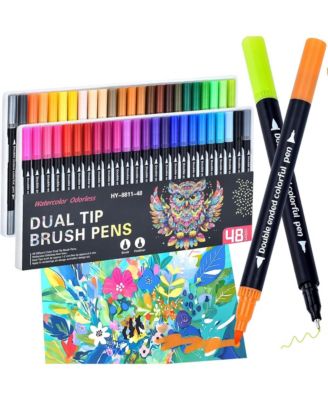 48 Colors Markers, Dual Tip with Fine Tip and Brush Tip Pens