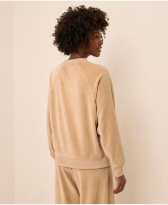 Women's Cotton Velour Crew Pullover Sweatshirts.