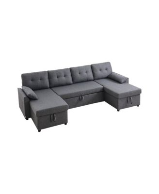 U-Shaped Convertible Sofa Bed with Chaise and Pull-Out Sleeper