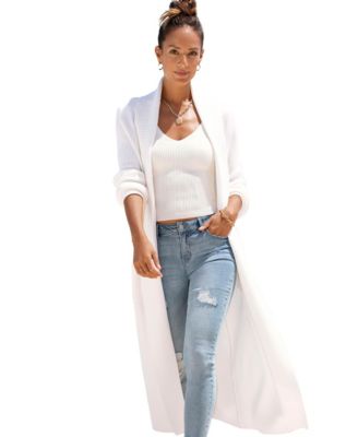 Women's Long Length Knit Cardigan With Pockets