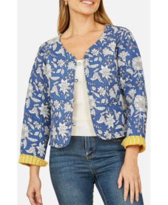 Women's Floral Reversible Cotton Quilted Jacket