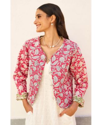 Women's Floral Reversible Cotton Quilted Jacket