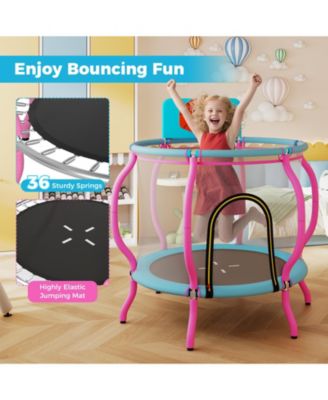 48'' Kids Trampoline Indoor & Outdoor Pumpkin Trampoline w/Basketball Hoop