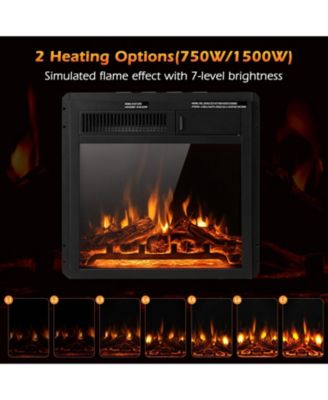 18 Inch Electric Fireplace Insert with 7-Level Adjustable Flame Brightness