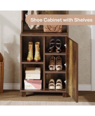 3-in-1 Entryway Hall Tree with Storage, Farmhouse Hall Tree with Coat Rack