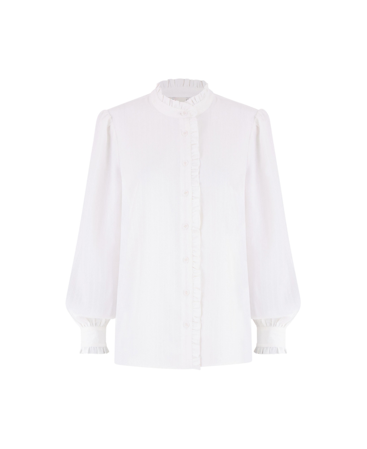 Yumi Women's High Neck Frill Shirt