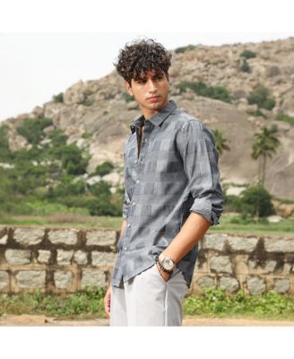 Men's Moon Grey Buffalo-Jacquard Shirt