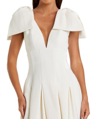 Women's Crepe A Line Midi Dress with Bow Straps