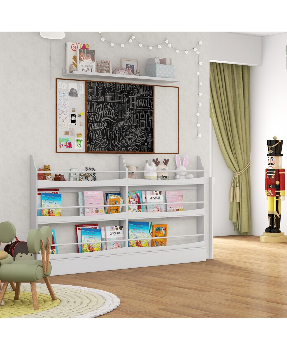 Gymax 3-Tier Kids Bookshelf Anti-toppling Kits Toy Storage Bookcase Rack Wall