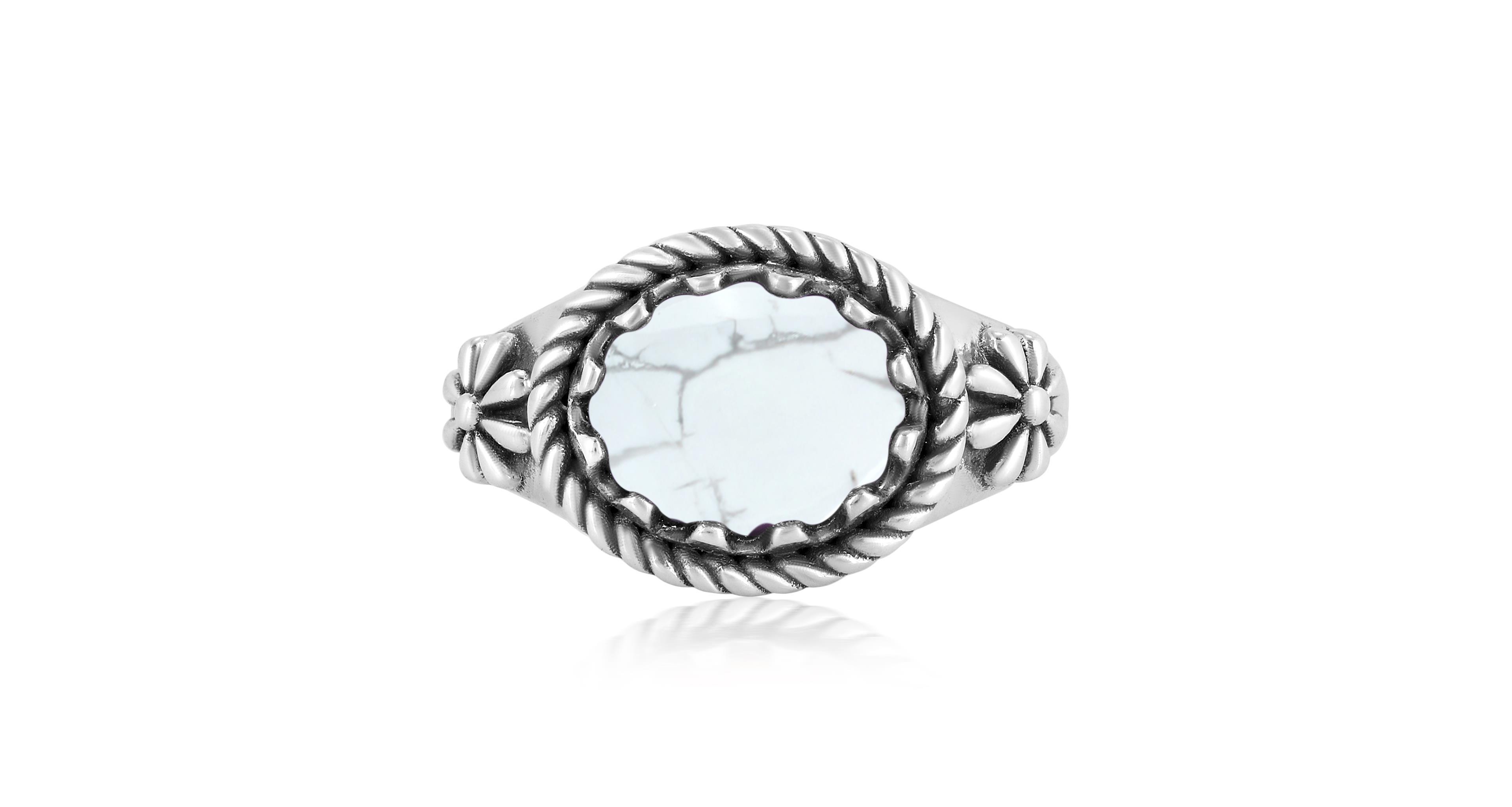 American West Jewelry Sterling Silver White Howlite East West Ring