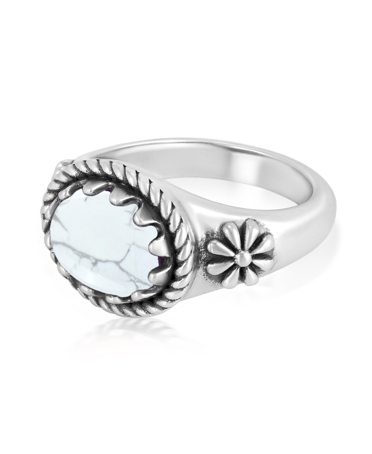 American West Jewelry Sterling Silver White Howlite East West Ring